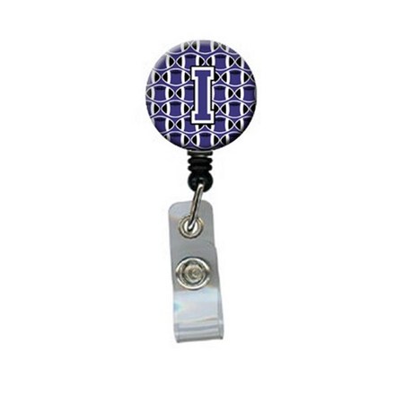 Carolines Treasures Letter I Football Purple and White Retractable Badge Reel CJ1068-IBR
